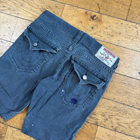 Vintage True Religion Grey Embroidered Y2K Shorts Jorts - 34