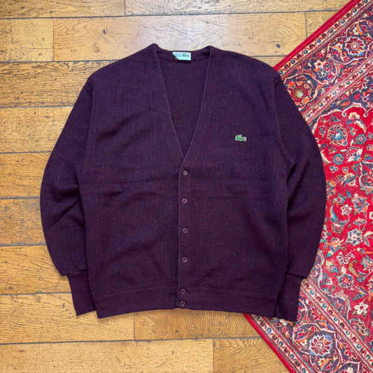 Vintage Chemise Lacoste Burgundy Wool Knit Jumper - L