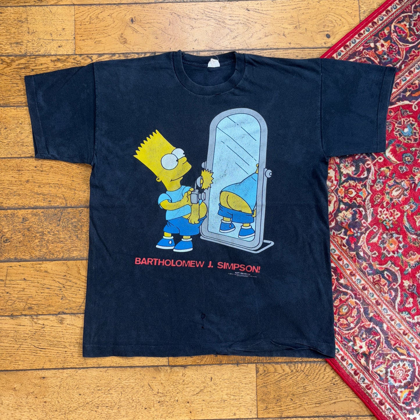 Vintage 1997 Simpsons Bart Black Single Stitch Graphic T-Shirt - M