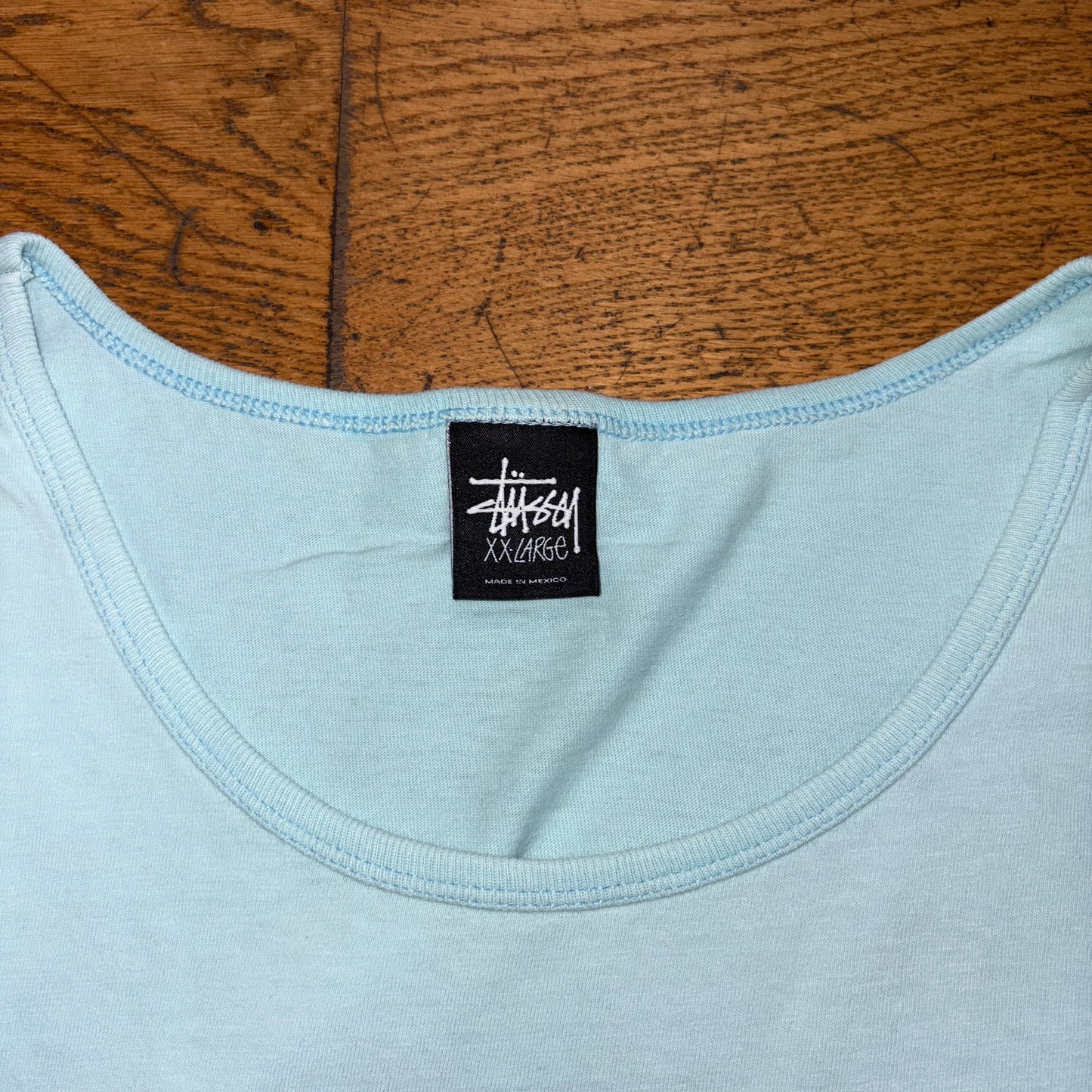 Vintage Stussy Blue Graphic Vest T-Shirt - M