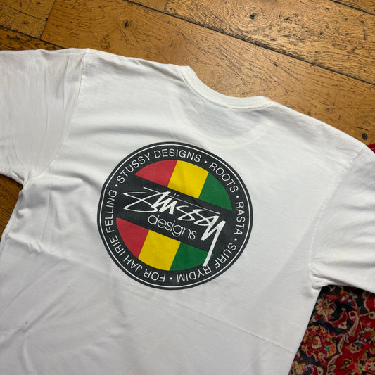 Vintage Stussy White Graphic T-Shirt - L
