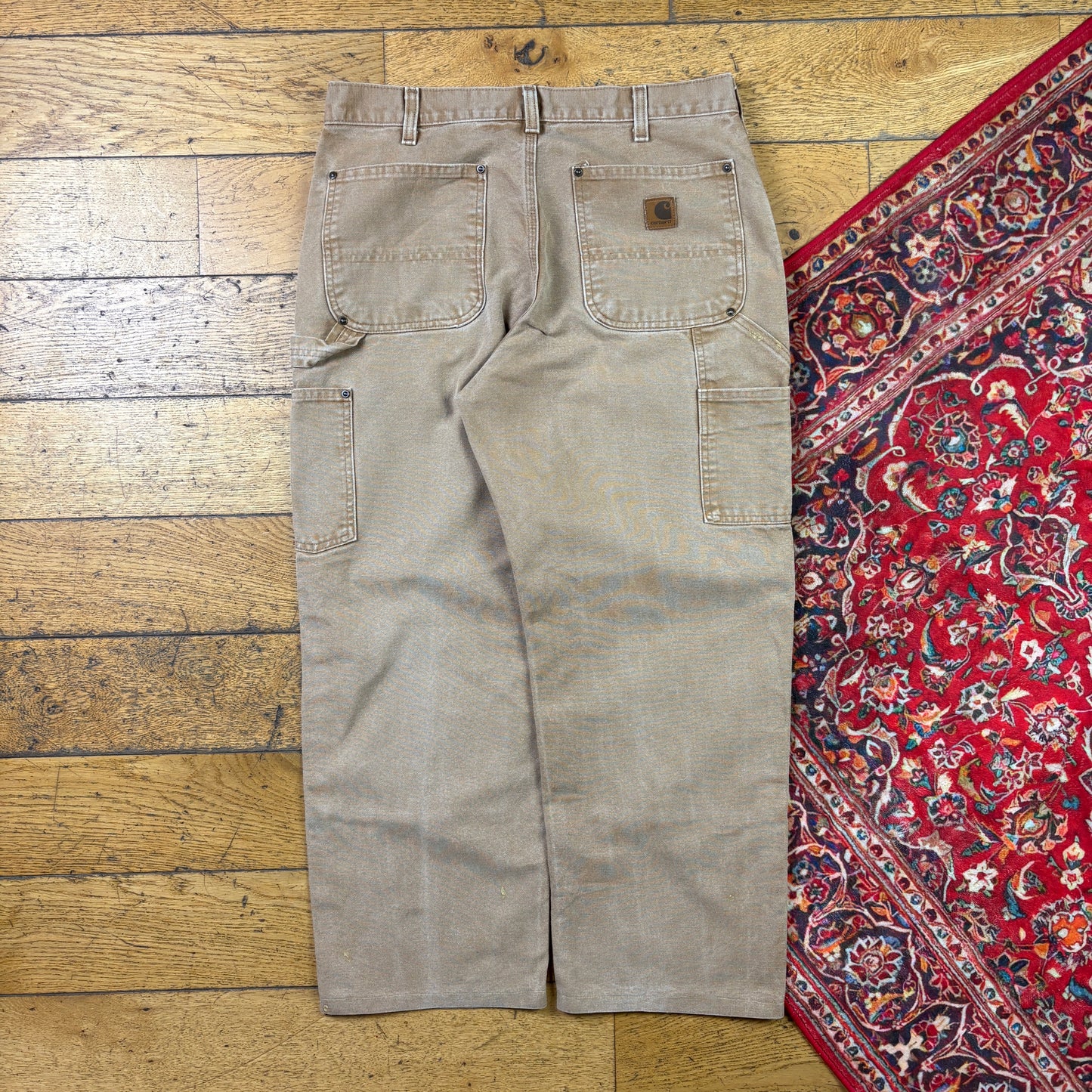 Vintage Carhartt Brown Double Knee Workwear Carpenter Baggy Trousers - 33