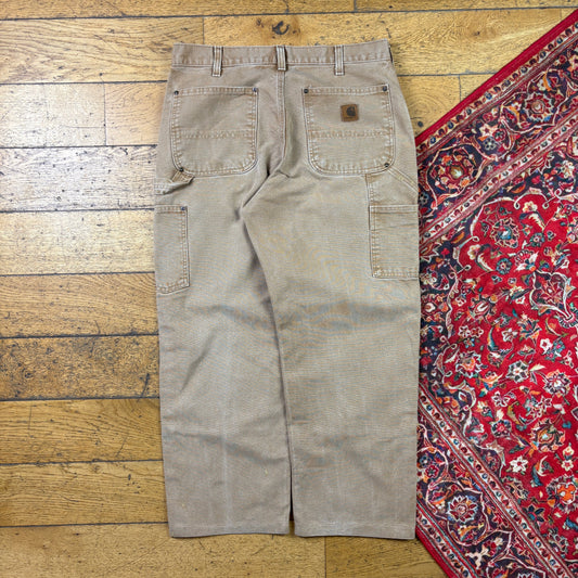 Vintage Carhartt Brown Double Knee Workwear Carpenter Baggy Trousers - 33