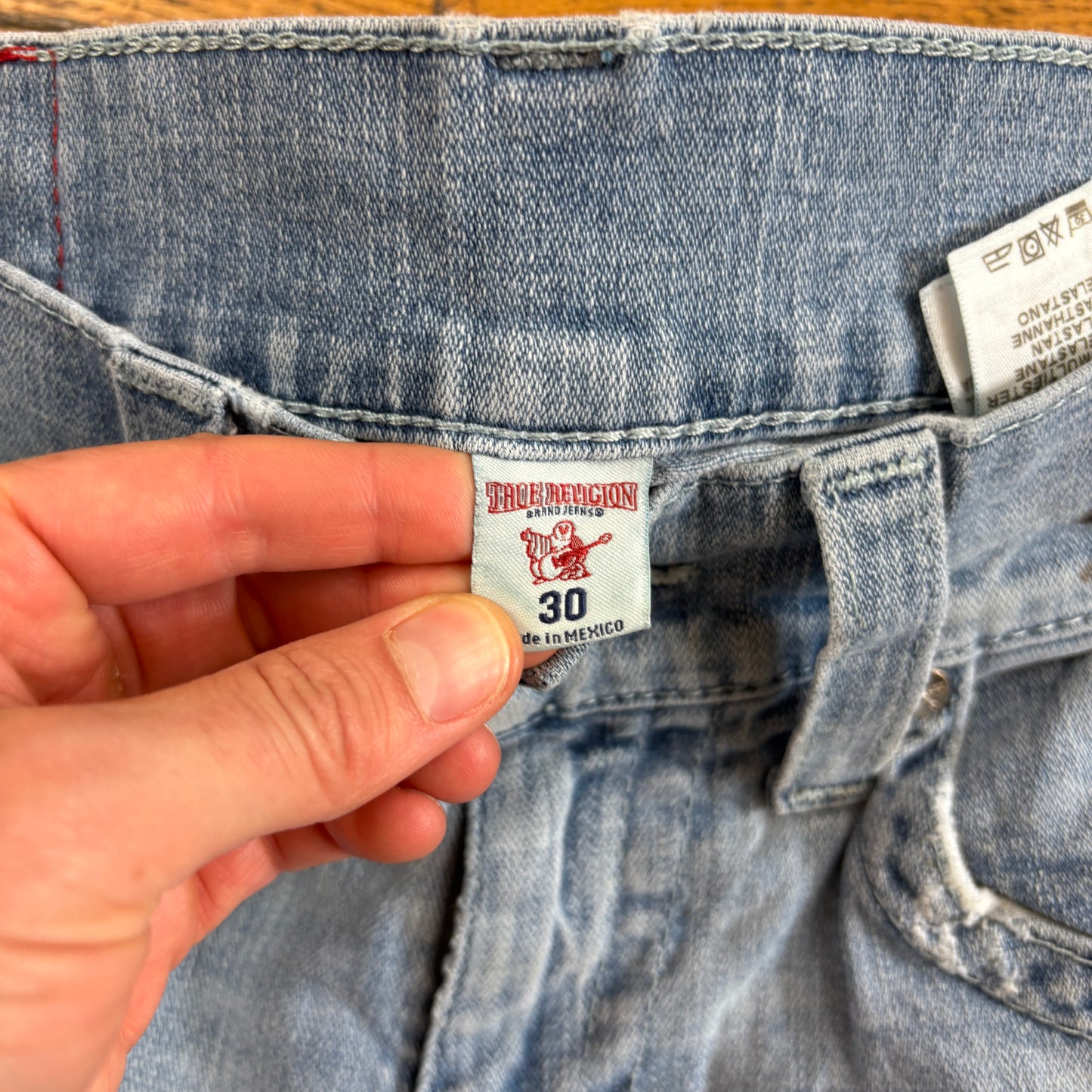 Vintage True Religion Moto Blue Embroidered Y2K Shorts Jorts - 30