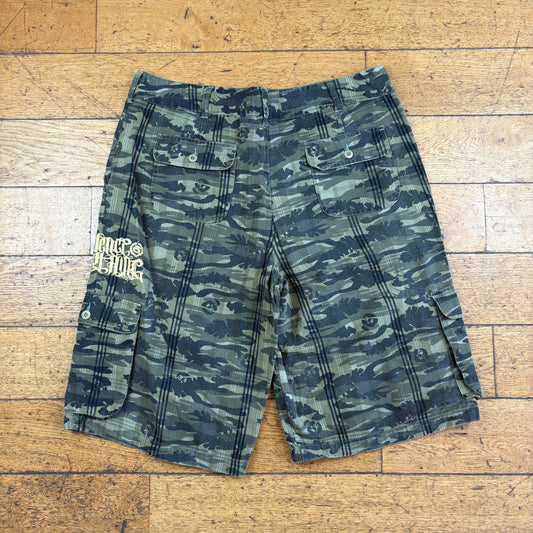Vintage Evidence Green Camo Hip Hop Baggy Shorts Jorts - 38