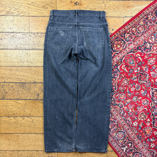 Vintage Avirex Grey Embroidered Y2K Hip Hop Baggy Jeans - 34