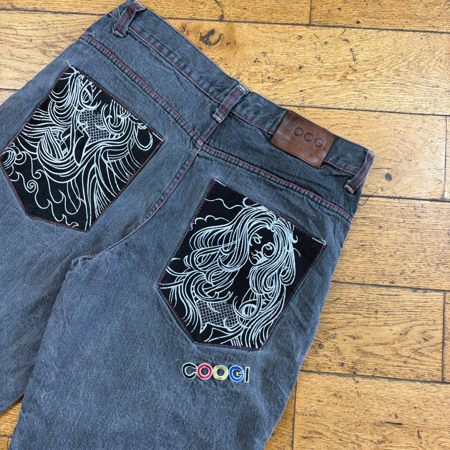 Vintage Coogi Embroidered Grey Hip Hop Baggy Shorts Jorts - 36