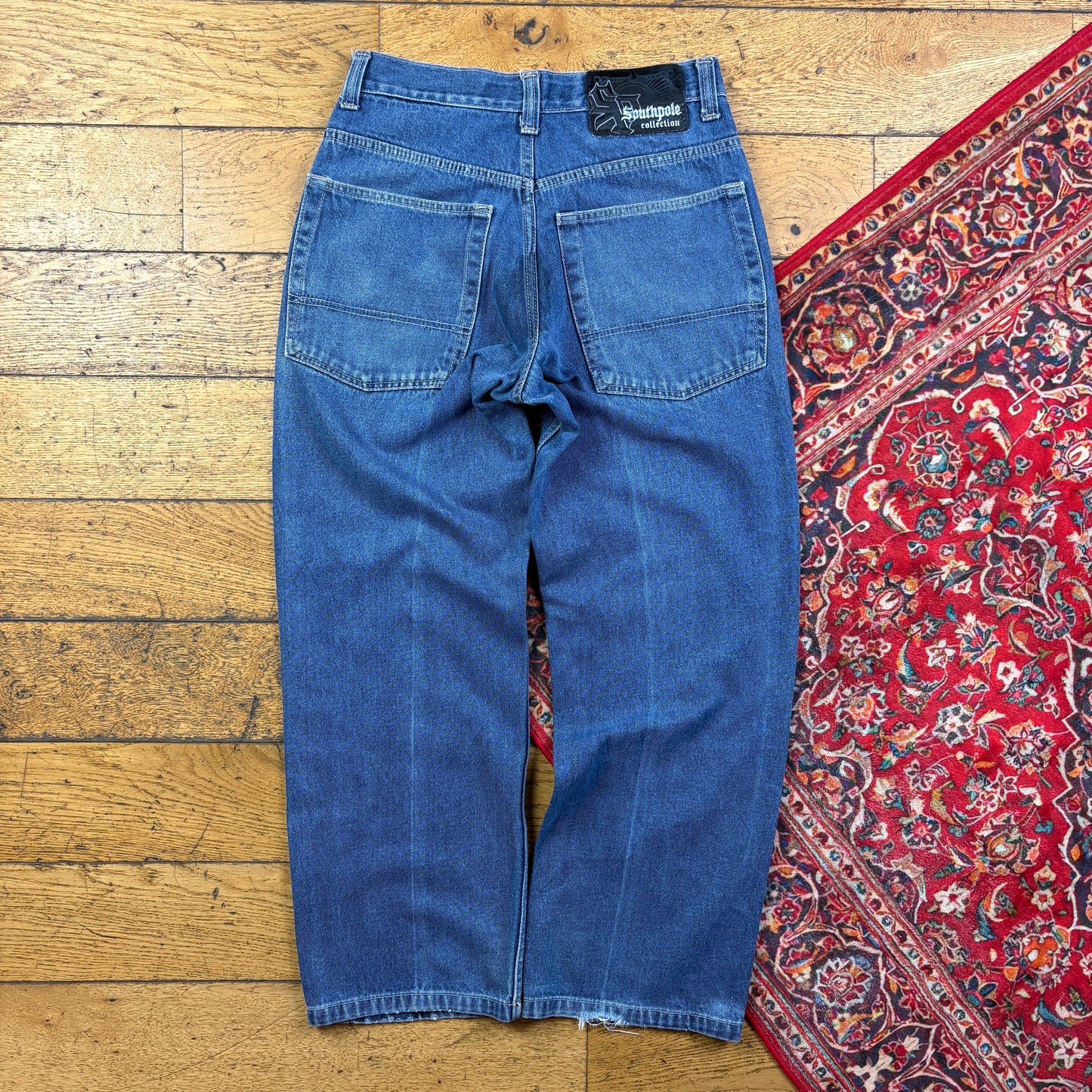 Vintage Southpole Blue Embroidered Y2K Hip Hop Baggy Jeans - 32