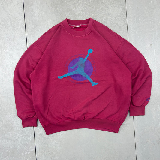 Vintage 80s Nike Jordan Red Pink Sweatshirt - M