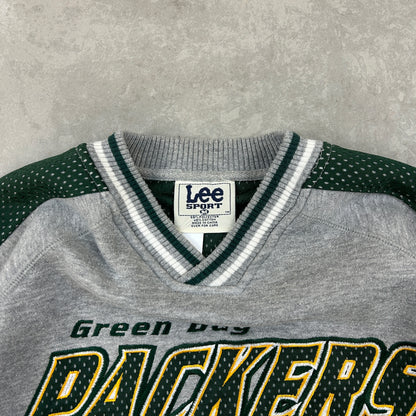 Vintage 90s NFL Green Bay Packers Embroidered Grey and Green Sweatshirt - M