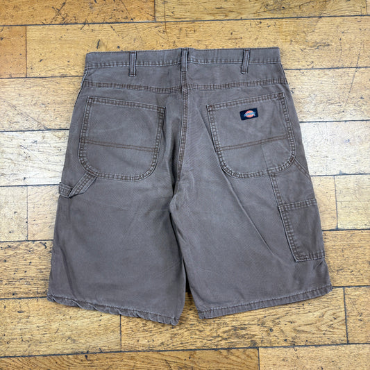 Vintage Dickies Workwear Carpenter Brown Baggy Shorts - 36