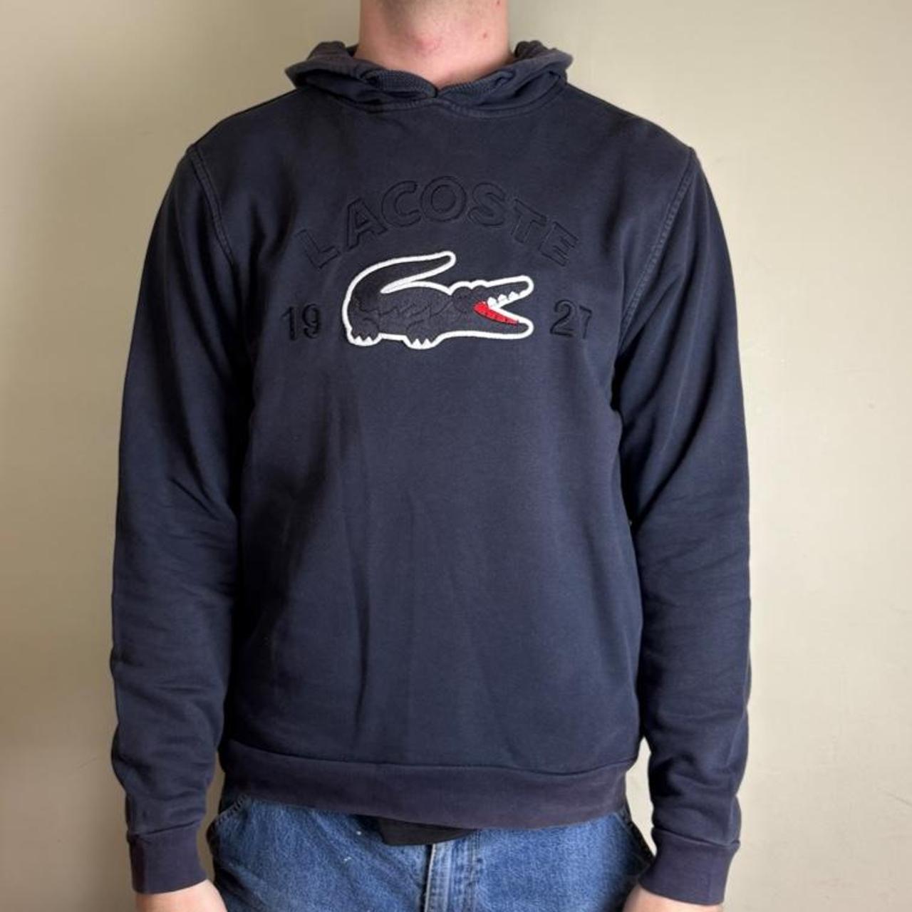 Vintage Lacoste Embroidered Navy Hoodie Sweatshirt - S
