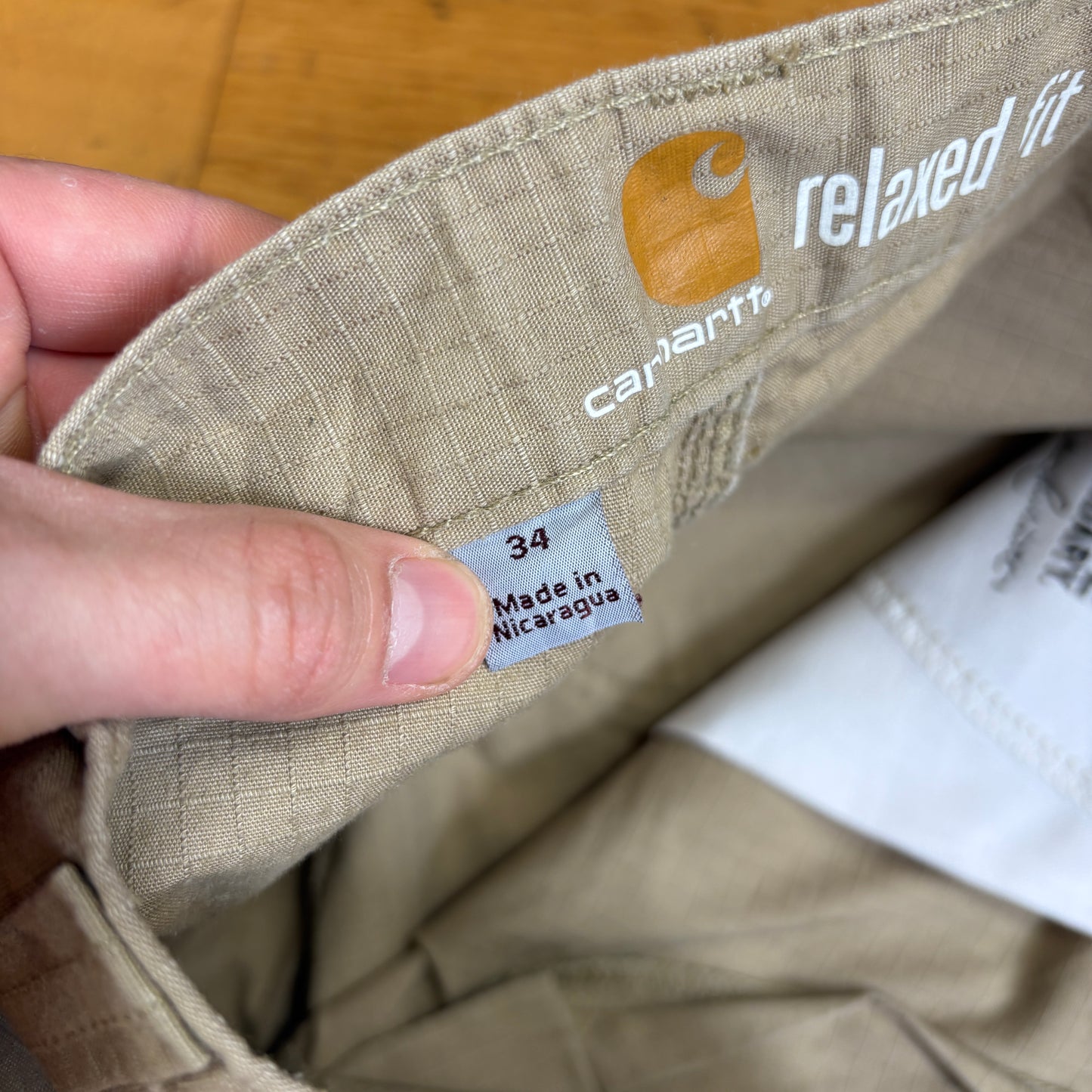 Vintage Carhartt Cream Workwear Baggy Cargo Carpenter Shorts - 34