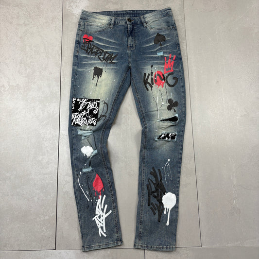 Vintage Hip Hop Skinny Blue Jeans - 36