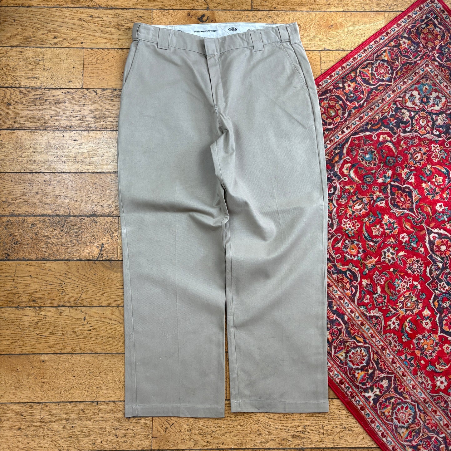 Vintage Dickies 874 Cream Baggy Skate Chino Trousers - 38