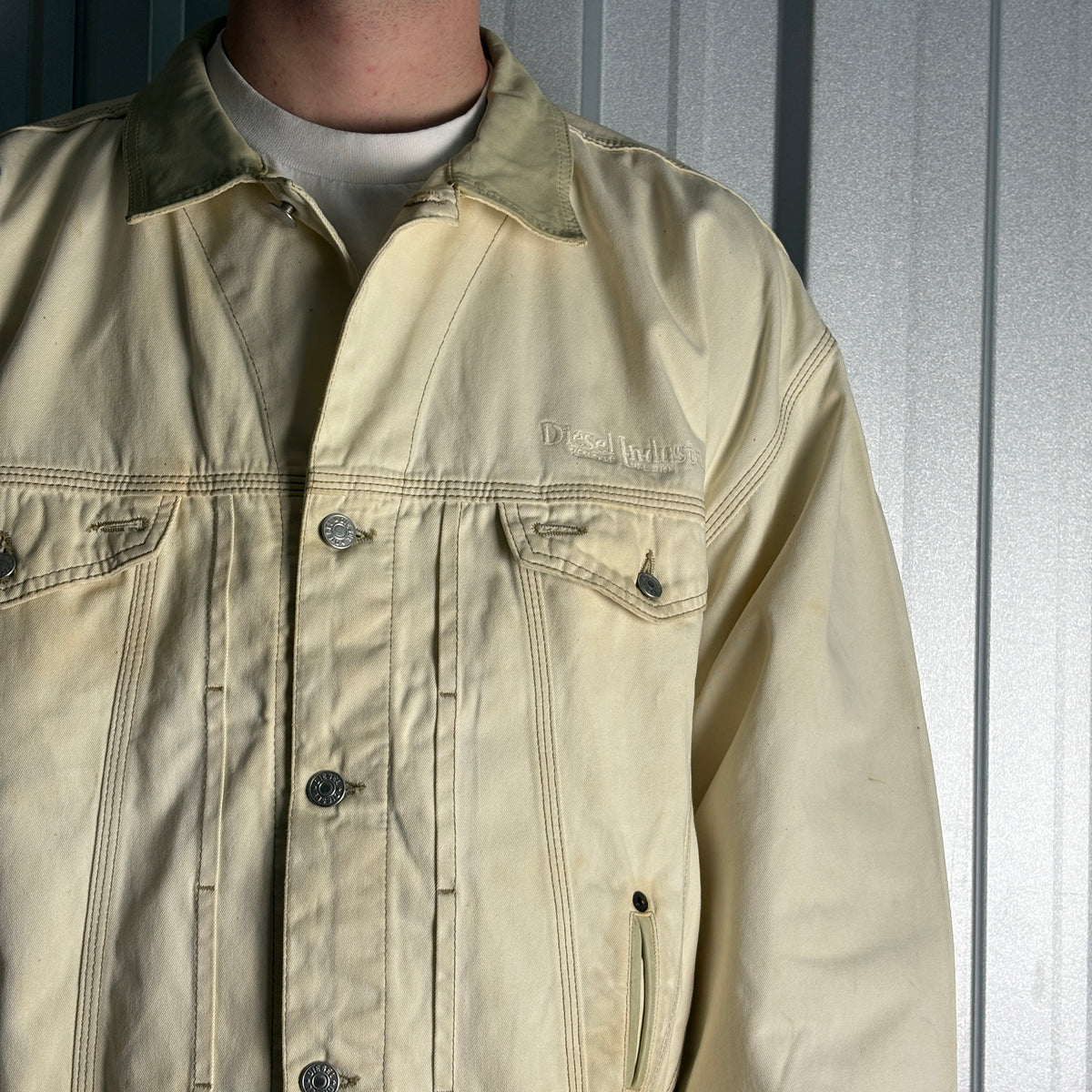 Vintage Diesel Cream Trucker Workwear Utility Jacket - XL