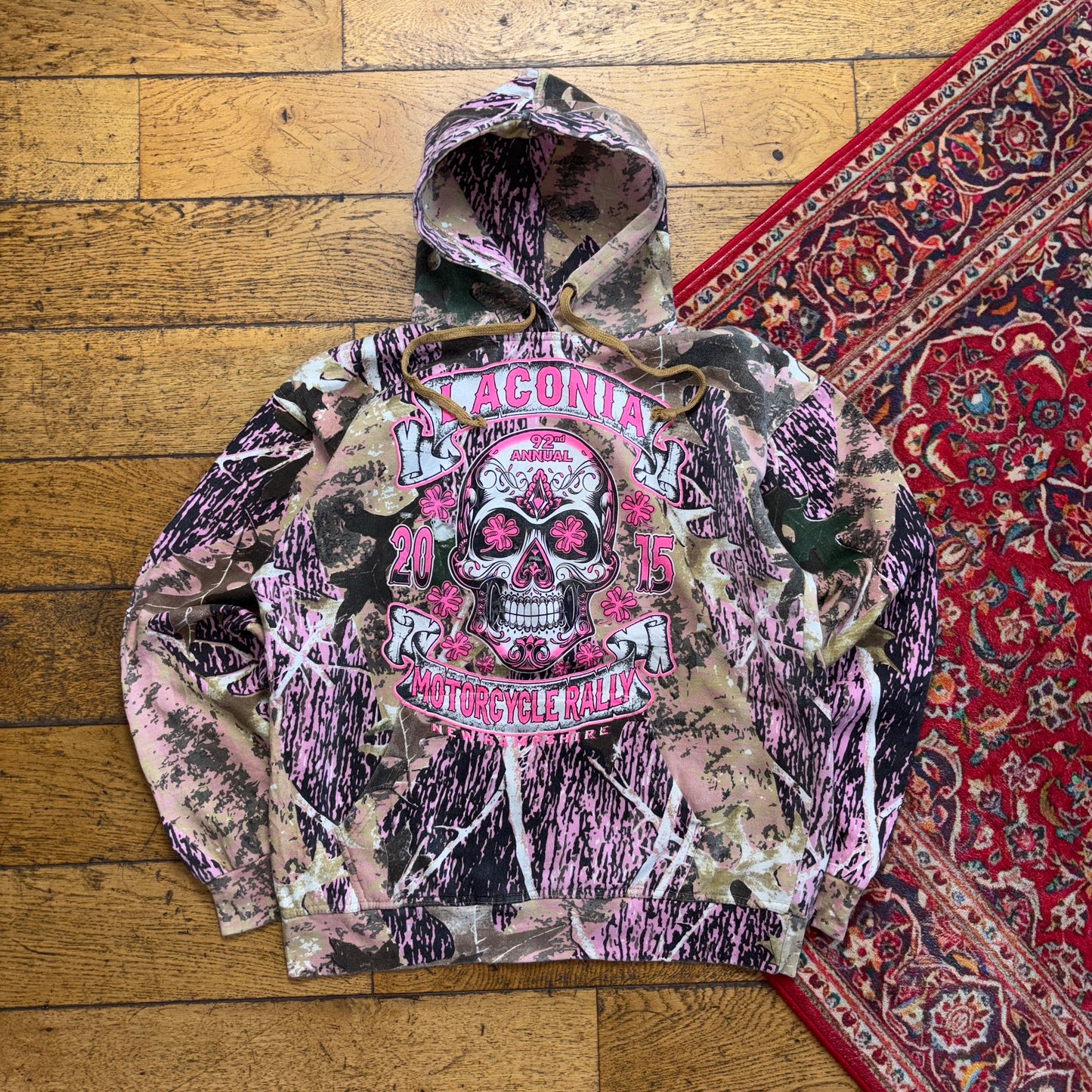 Vintage Realtree Camo Pink Womens Green Hoodie Sweatshirt - L