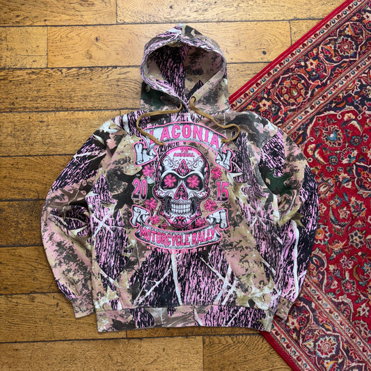 Vintage Realtree Camo Pink Womens Green Hoodie Sweatshirt - L