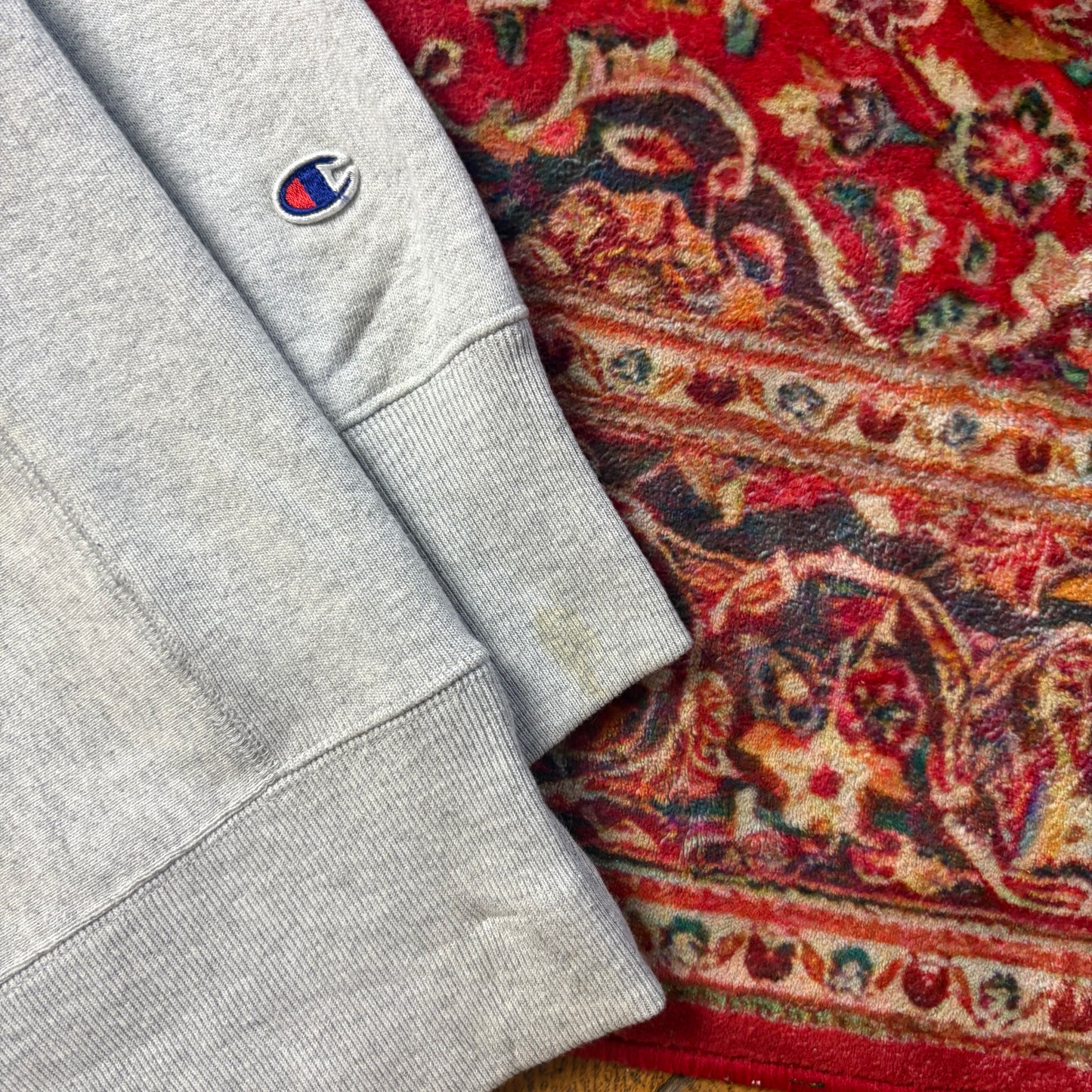 Vintage Champion Grey Quarter Zip Embroidered Sweatshirt - M