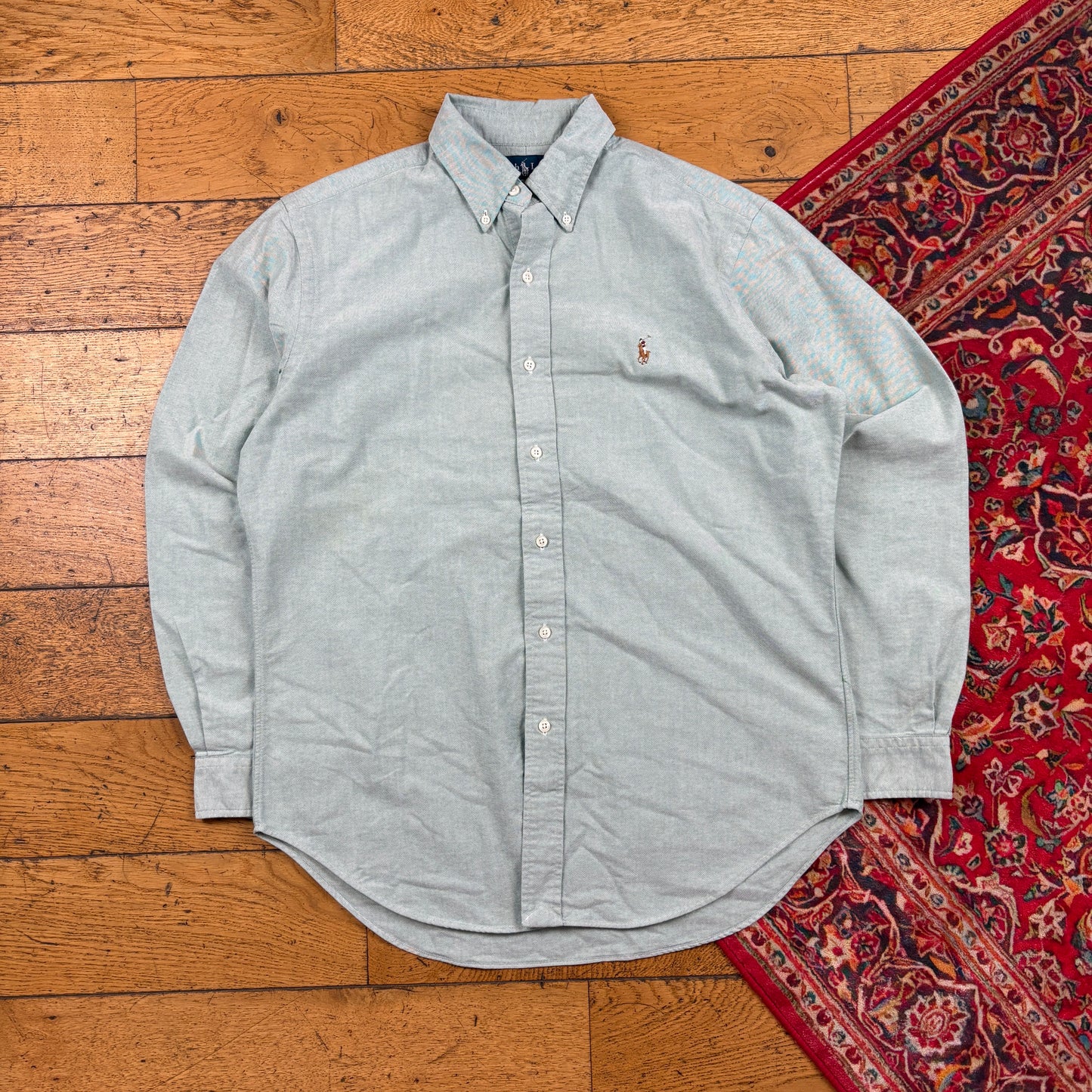 Vintage Ralph Lauren Light Blue Green Embroidered Shirt - M