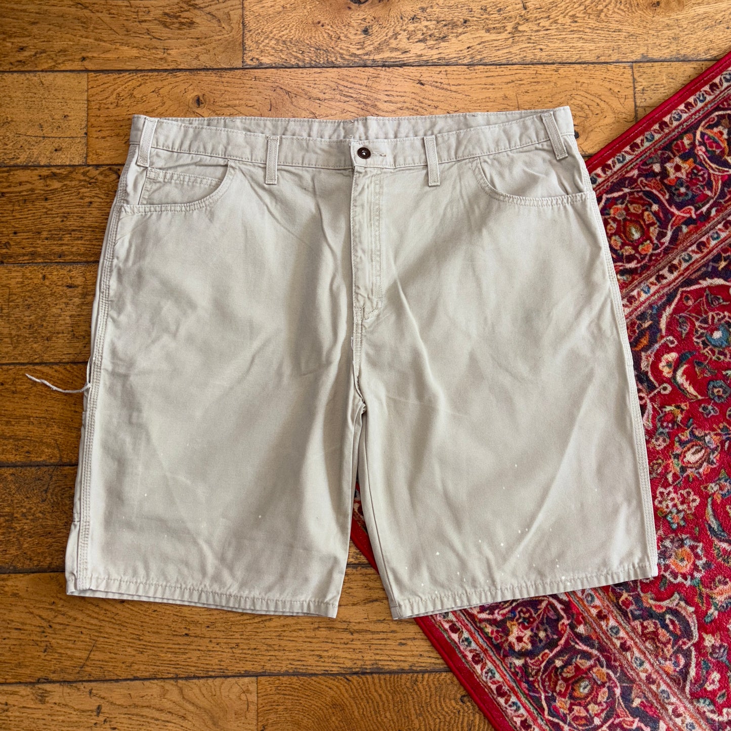 Vintage Dickies Workwear Carpenter Cream Baggy Shorts - 44