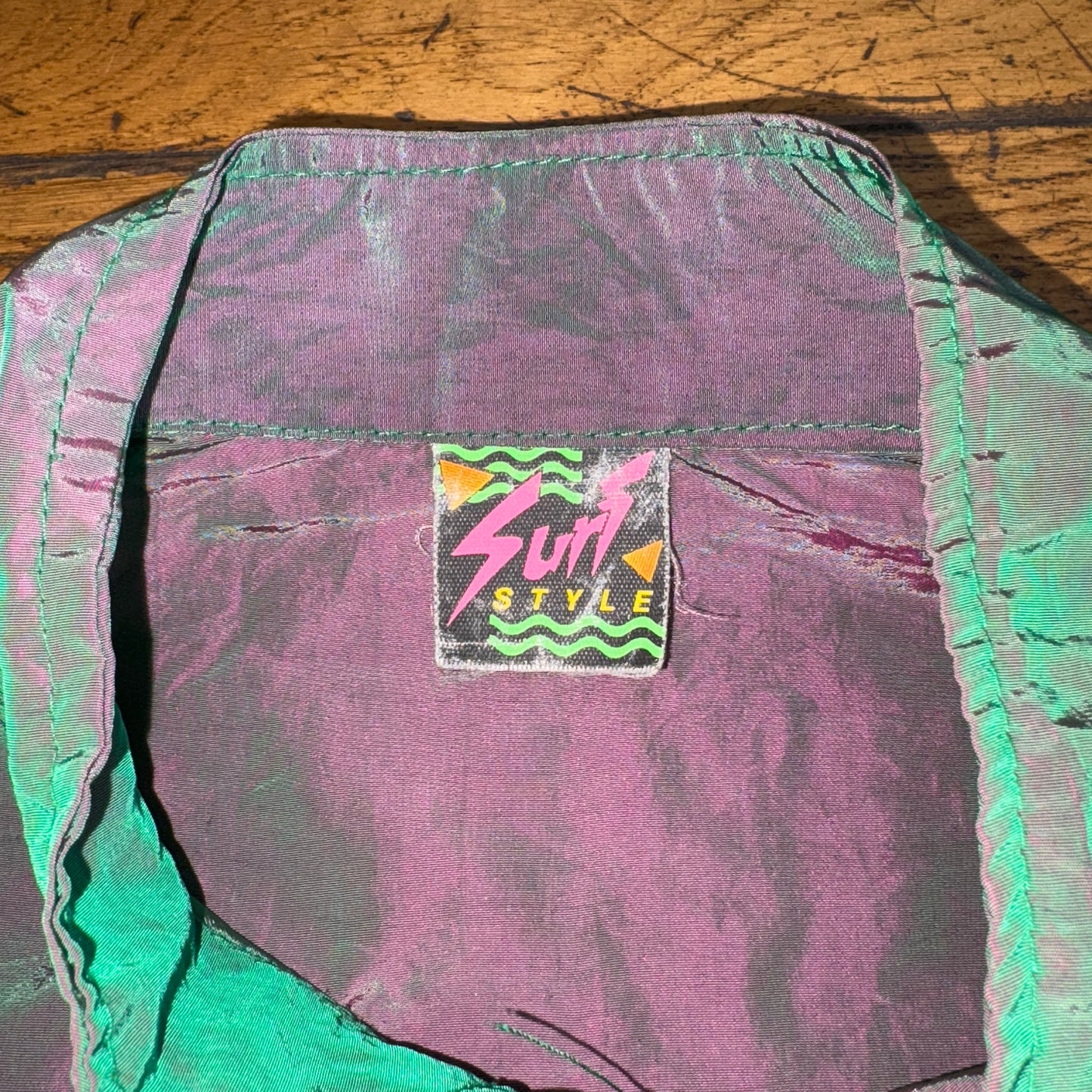 Vintage Surf Style Iridescent Purple Green Tracksuit Shell Jacket - 2XL