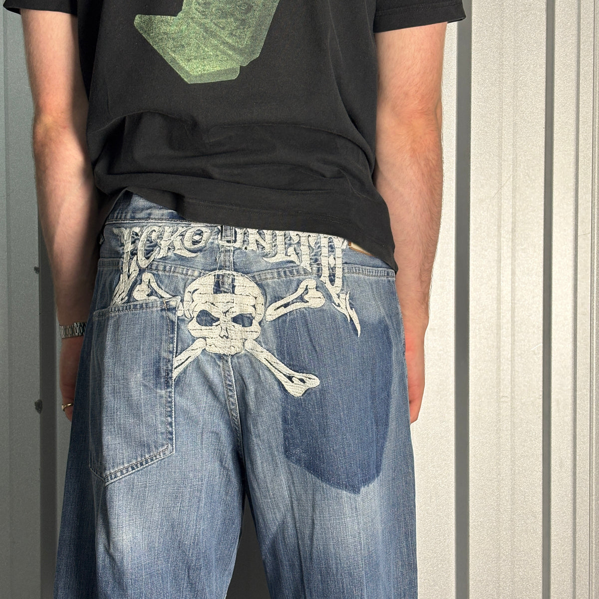 Ecko Unltd Blue Embroidered Japanese Denim Hip Hop Y2K Baggy Jeans - 36R