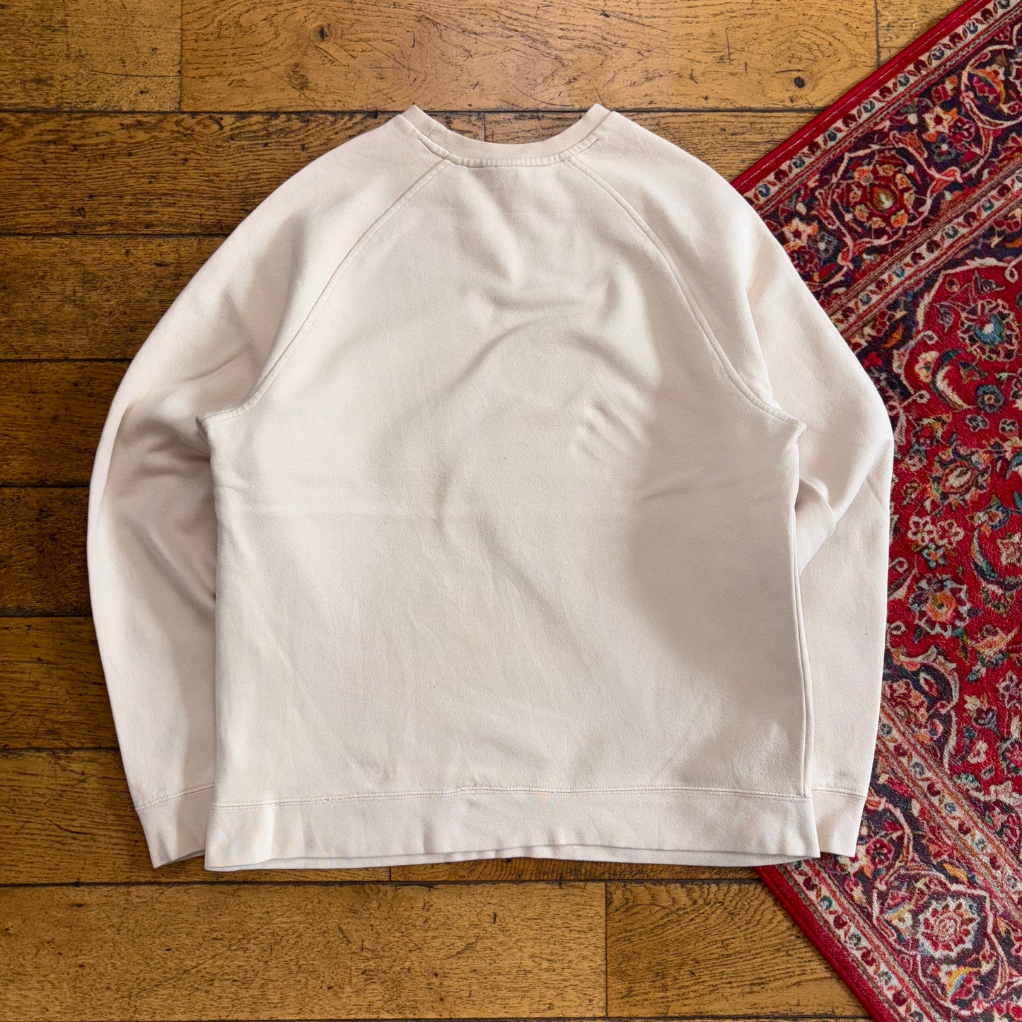 Vintage Nike Y2K Cream Swoosh Embroidered Sweatshirt - L