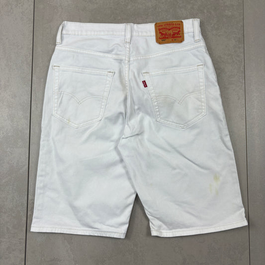 Vintage Levis 569 White Baggy Denim Shorts - 30