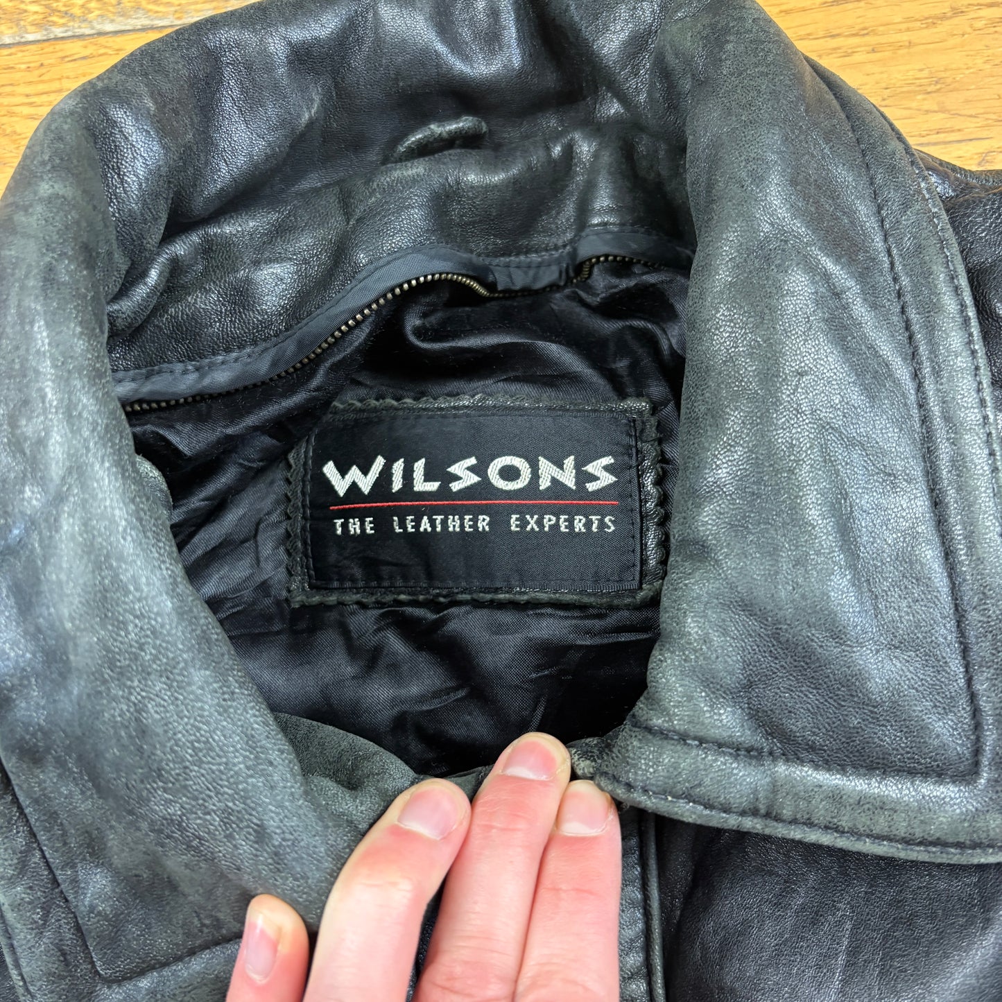 Vintage Black Trench Leather Jacket - L