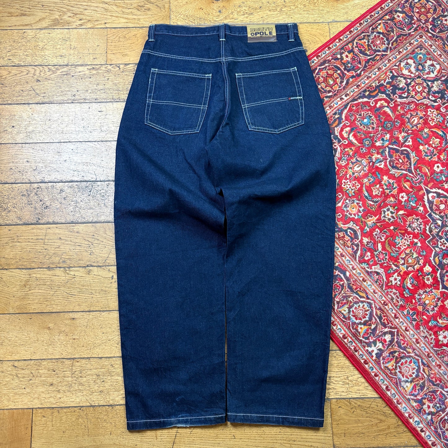 Vintage Southpole Blue Embroidered Y2K Hip Hop Baggy Jeans - 36