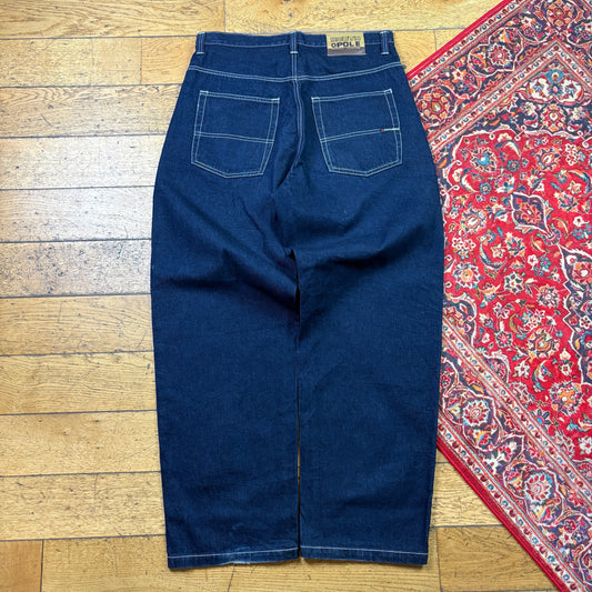 Vintage Southpole Blue Embroidered Y2K Hip Hop Baggy Jeans - 36