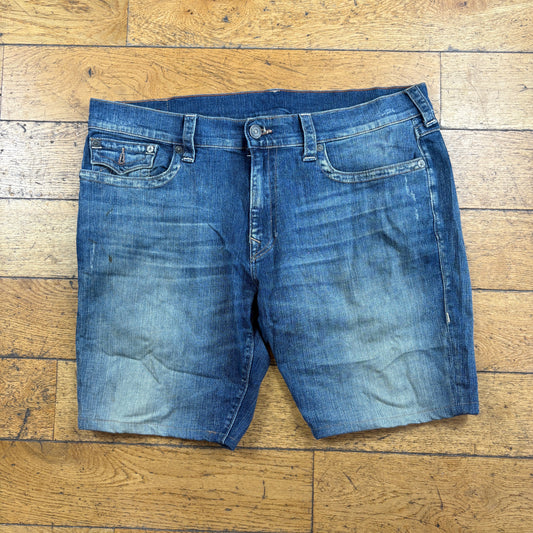 Vintage True Religion Blue Embroidered Y2K Shorts Jorts - 42