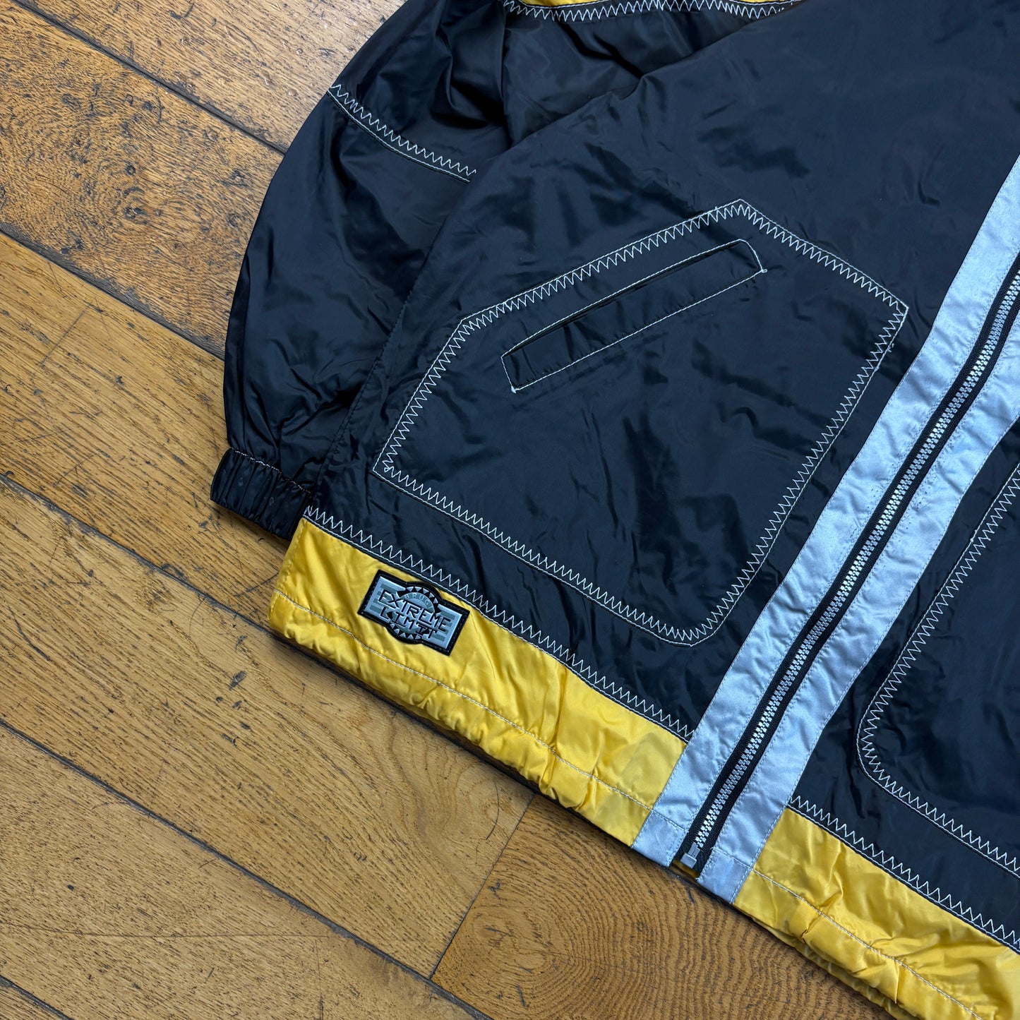 Vintage Extreme Limit Contrast Stitch Black Yellow Harrington Jacket - L