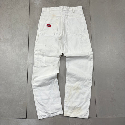 Vintage Dickies Workwear White Double Knee Carpenter Baggy Trousers - 32