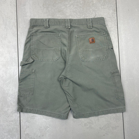Vintage Carhartt Workwear Baggy Green Khaki Carpenter Shorts - 34