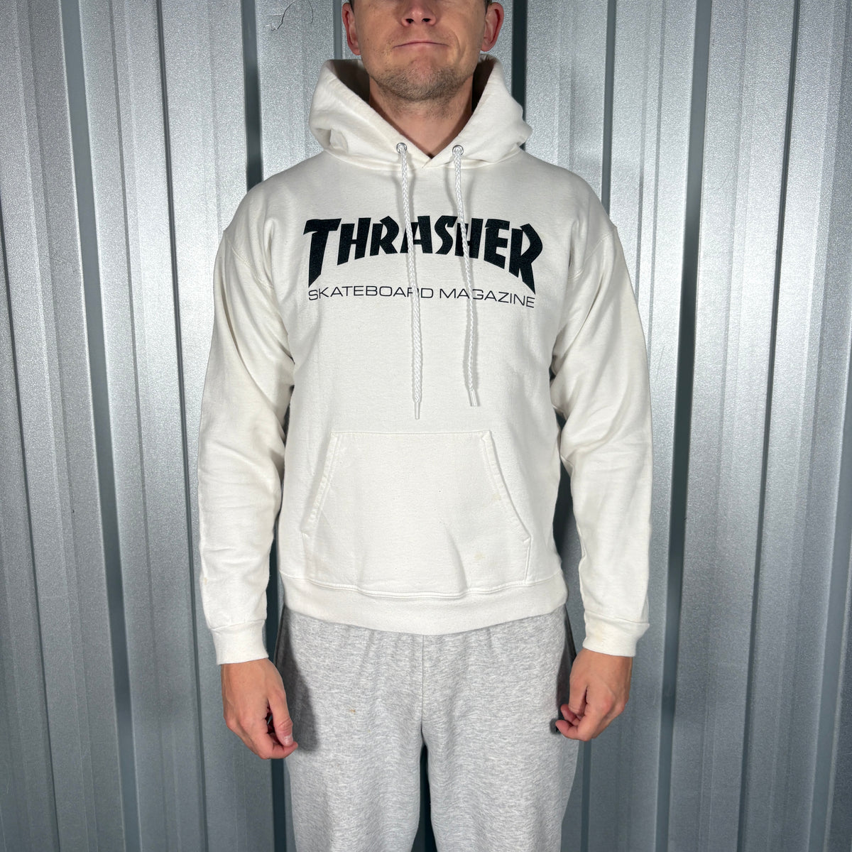 Thrasher White Skate Hoodie Sweatshirt - S