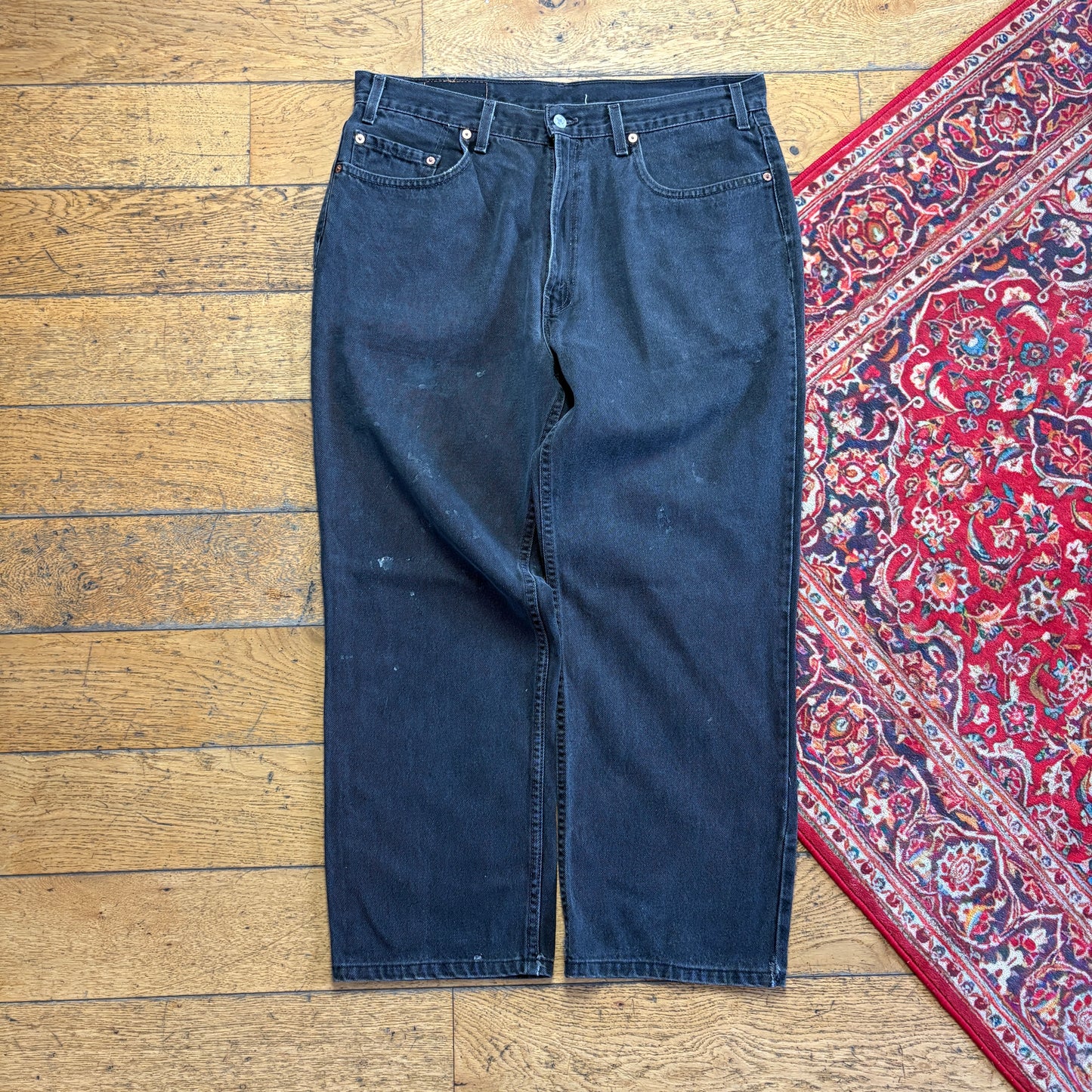 Vintage Levis 550 Baggy Black Denim Jeans - 36S