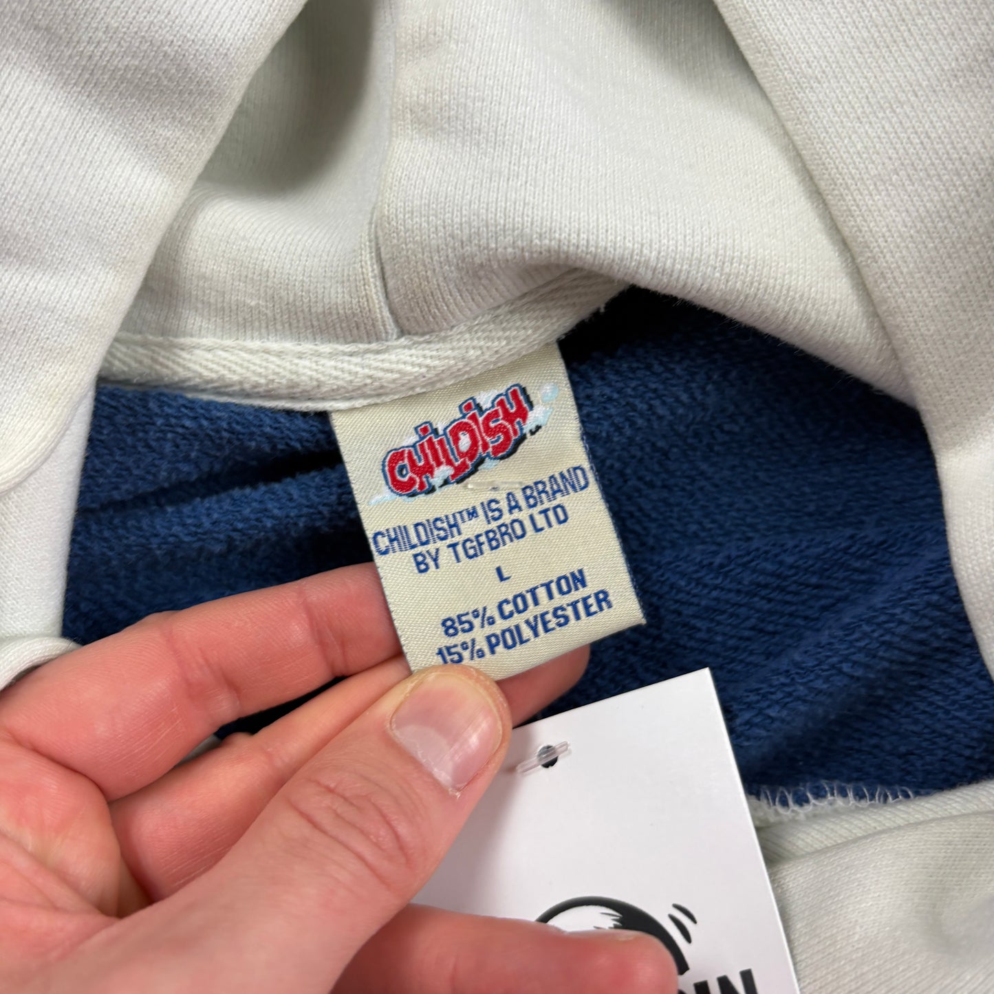 Vintage TGF Childish Blue Embroidered Hoodie Sweatshirt - XL