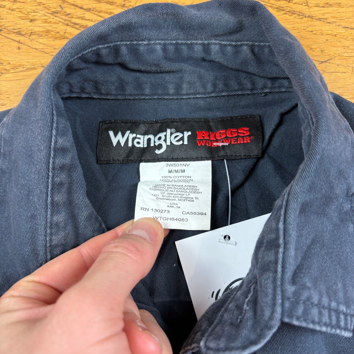 Vintage Wrangler Navy Workwear Shirt - M