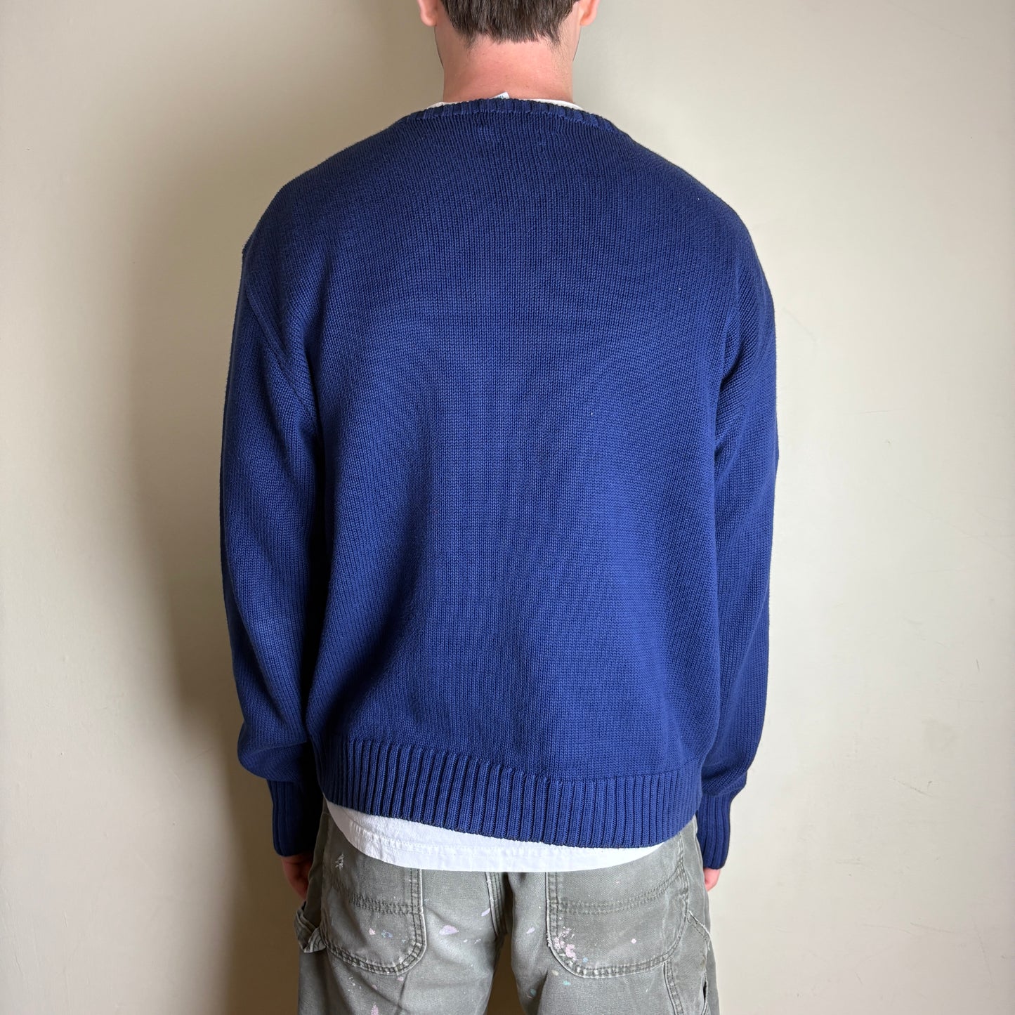 Vintage Ralph Lauren Blue Navy Chunky Knit Crewneck Jumper -