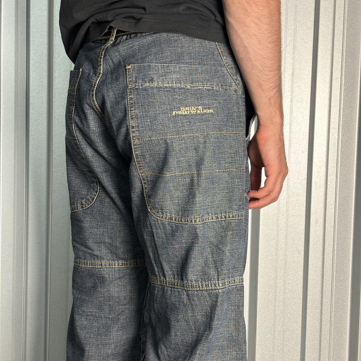 Embroidered Blue Japanese Denim Hip Hop Y2K Baggy Jeans - 38L