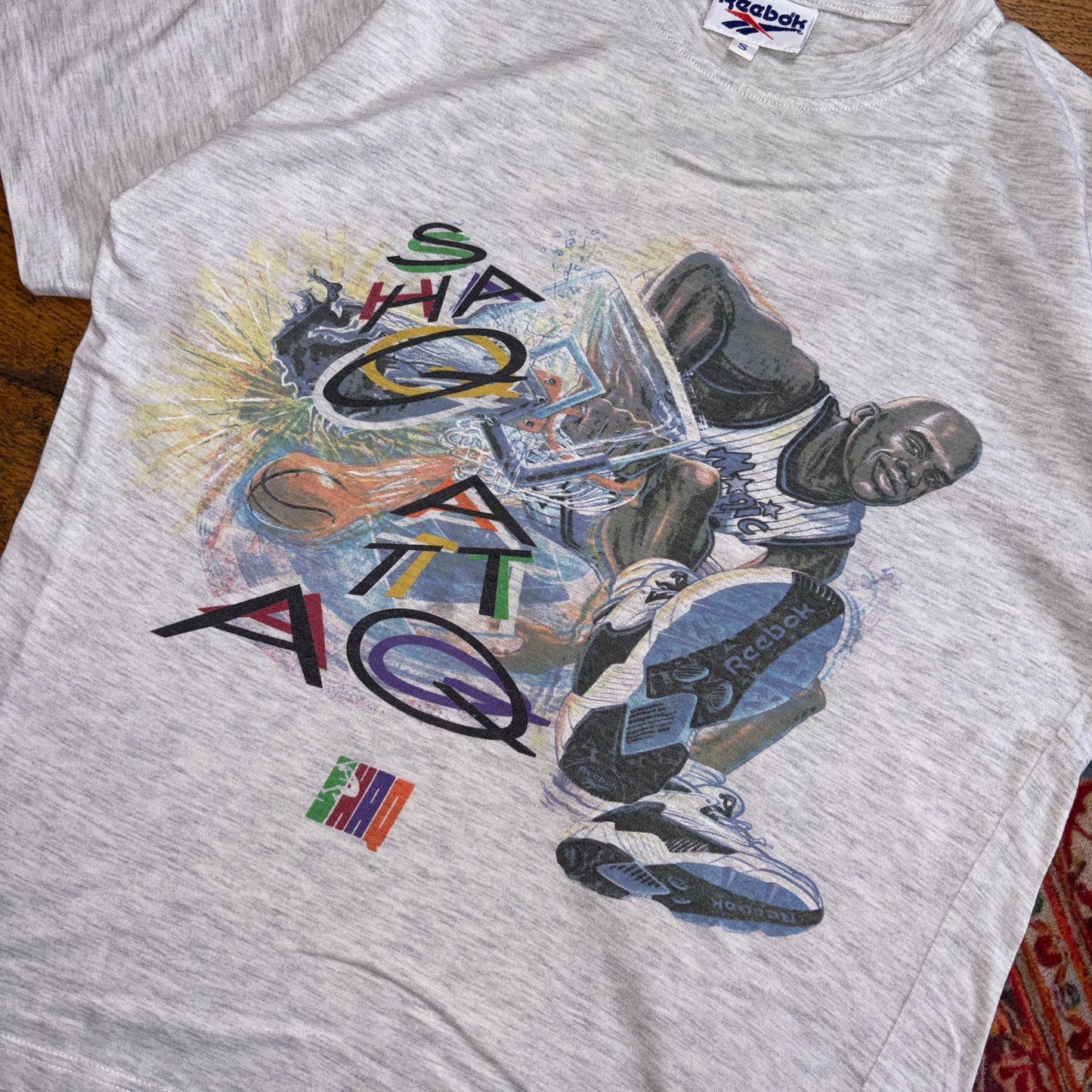 Vintage 90s Reebok Shaq Attaq Grey Basketball NBA Graphic T-Shirt - S