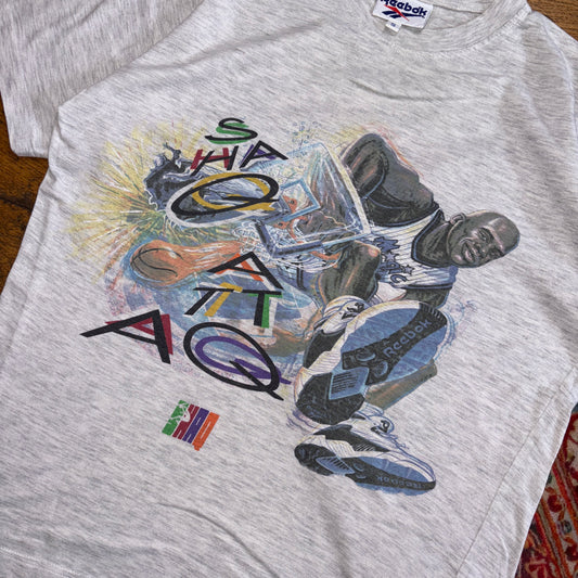 Vintage 90s Reebok Shaq Attaq Grey Basketball NBA Graphic T-Shirt - S