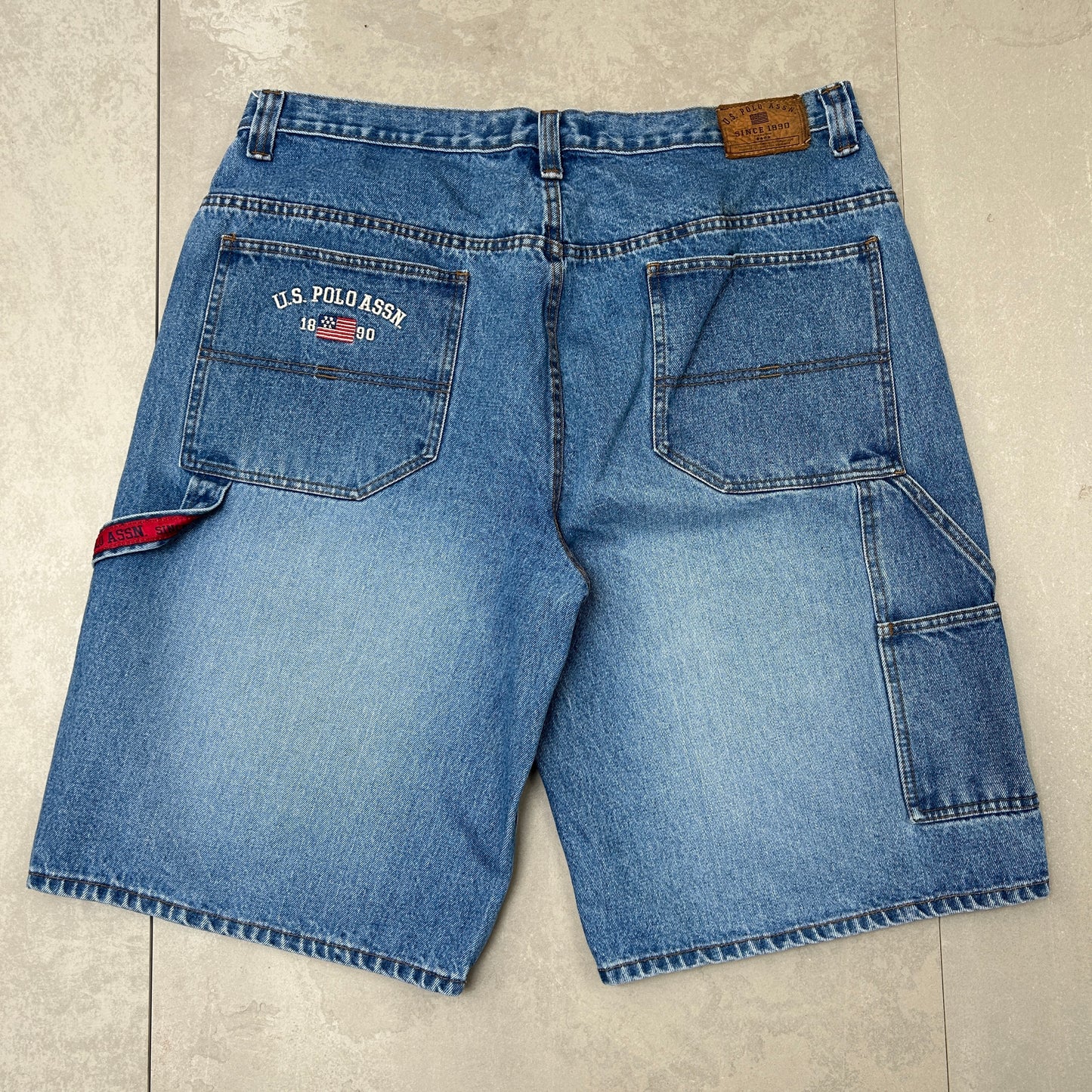 Vintage US Polo ASSN Embroidered Hip Hop Baggy Blue Shorts Jorts - 40