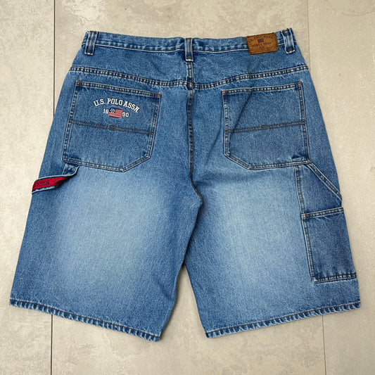 Vintage US Polo ASSN Embroidered Hip Hop Baggy Blue Shorts Jorts - 40