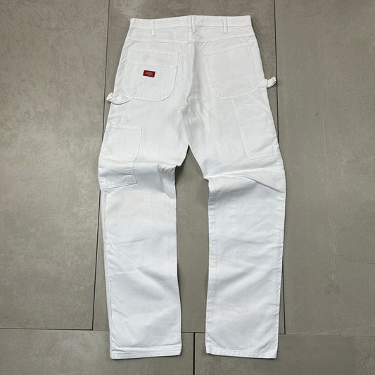 Vintage Dickies Workwear Carpenter Baggy White Trousers - 34