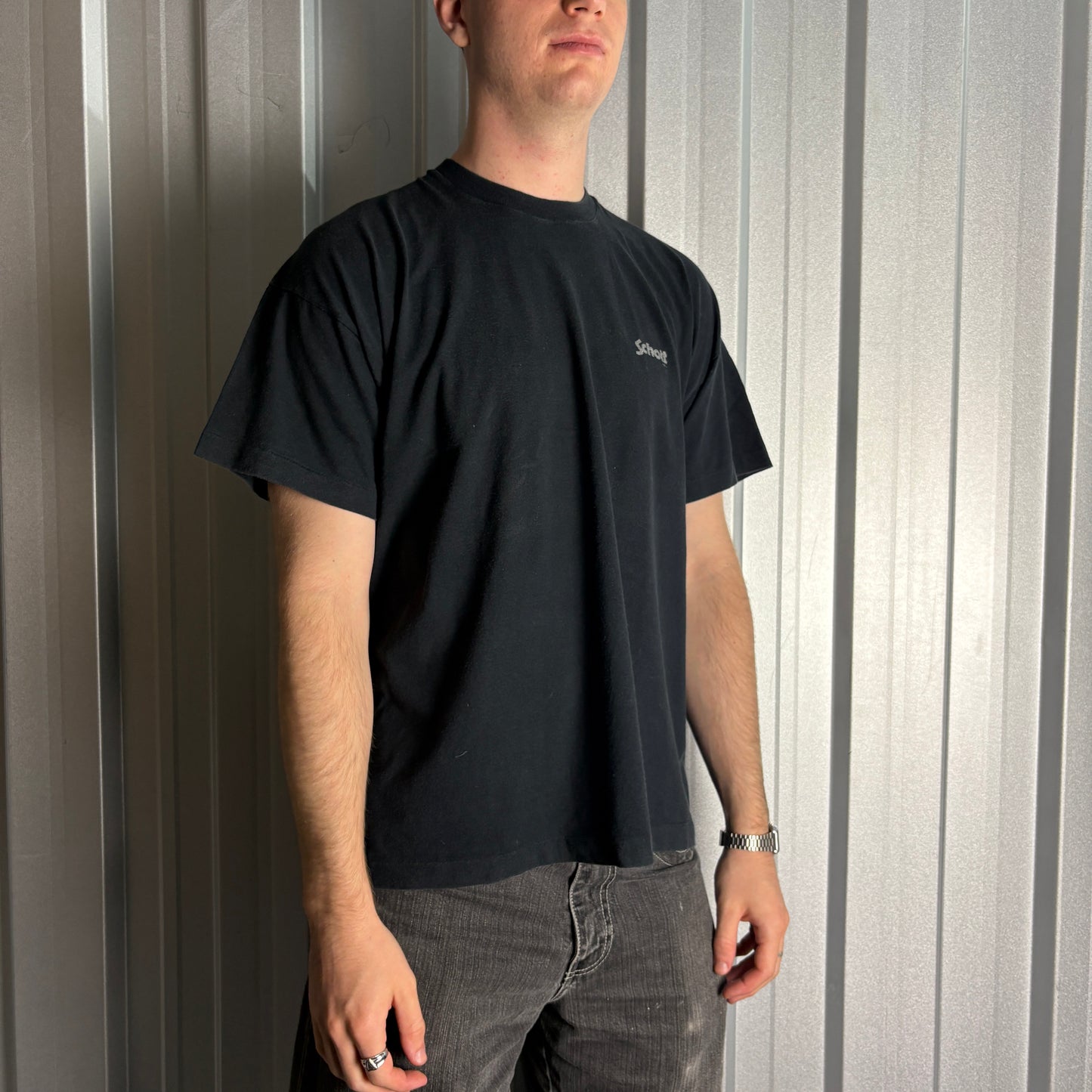 Vintage Schott Black Graphic T-Shirt - M