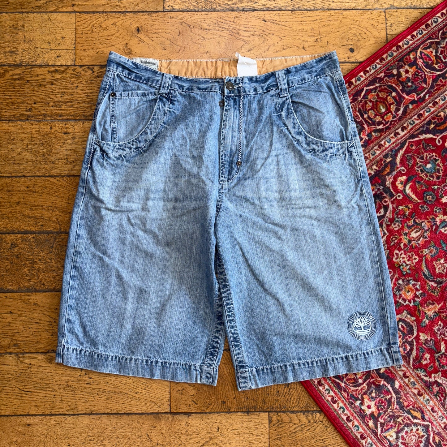 Vintage Timberland Y2K Embroidered Hip Hop Blue  Baggy Shorts Jorts - 40