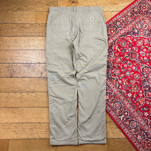 Vintage Carhartt Cream Workwear Carpenter Baggy Trousers - 38